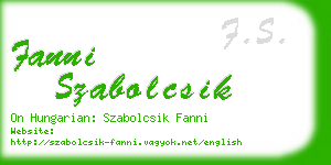 fanni szabolcsik business card